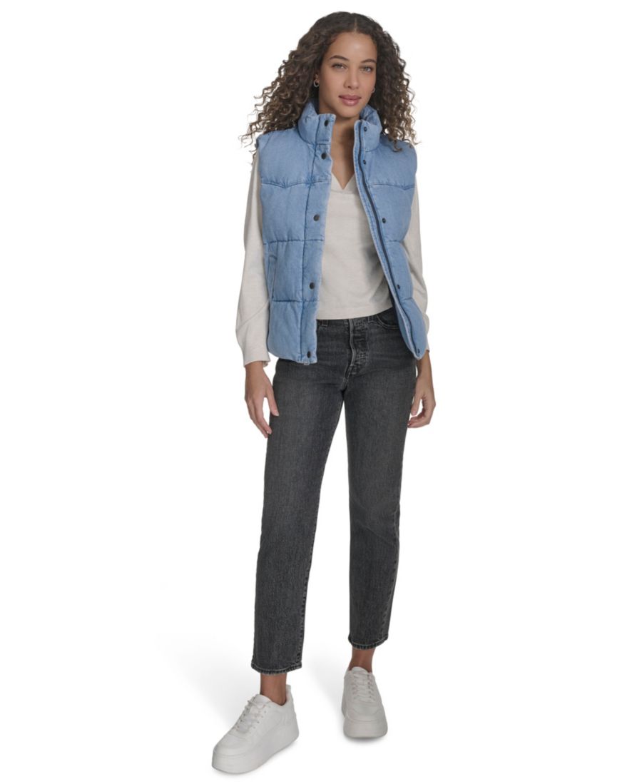 Женская куртка-пуховик в стиле вестерн с воротником-стойкой Levi's, Light Wash Denim — фото 4
