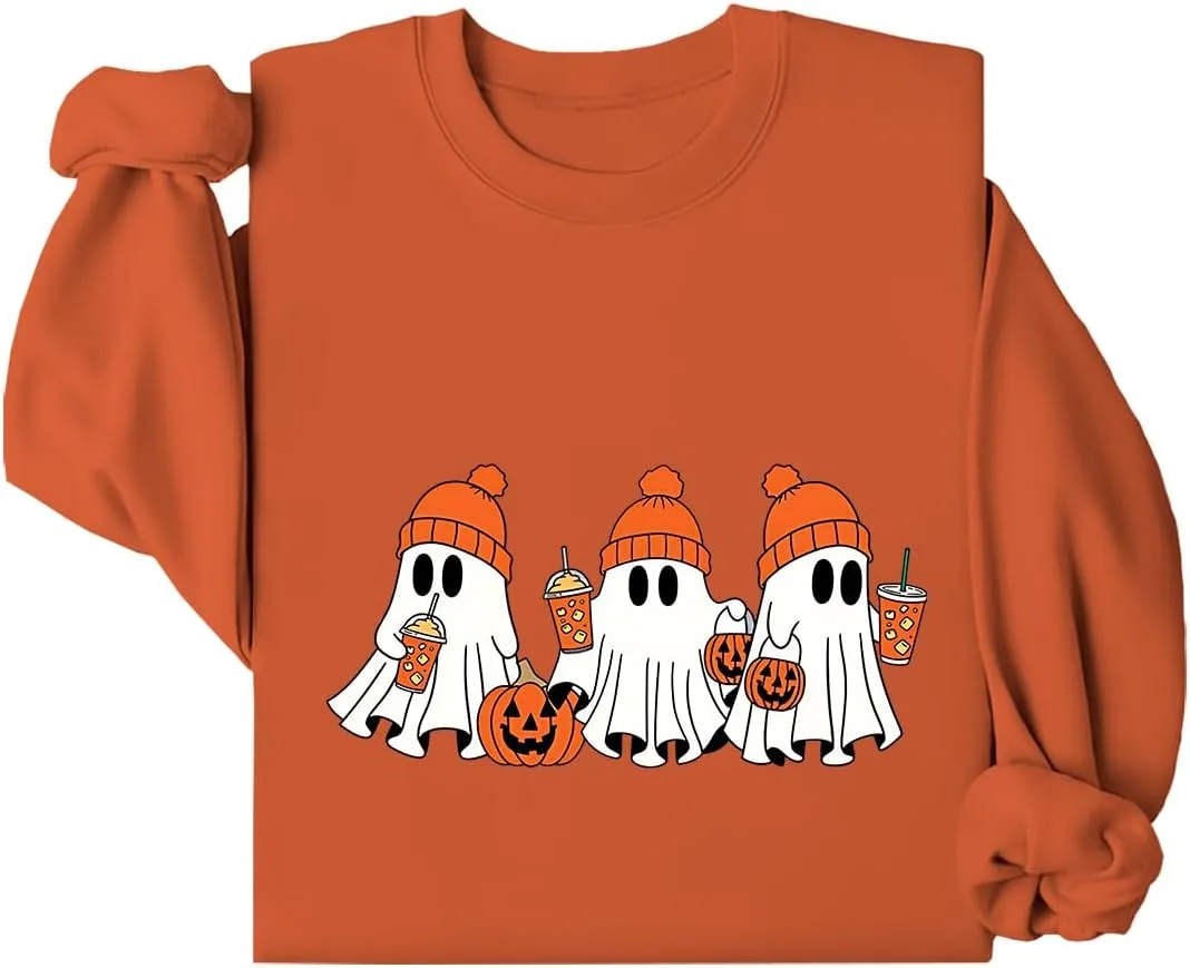 

Свитшот с принтом тыквы и привидения