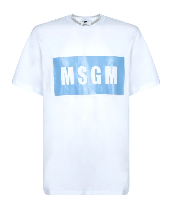 

Хлопковая футболка с синим логотипом Msgm, белый