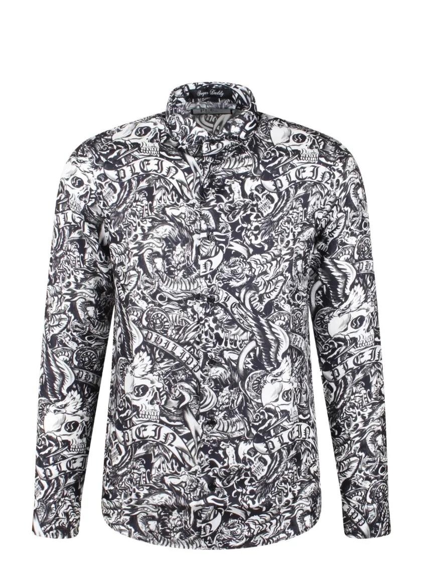 

Шелковая рубашка рубашка с татуировкой sugar daddy cut ls Philipp Plein, серый