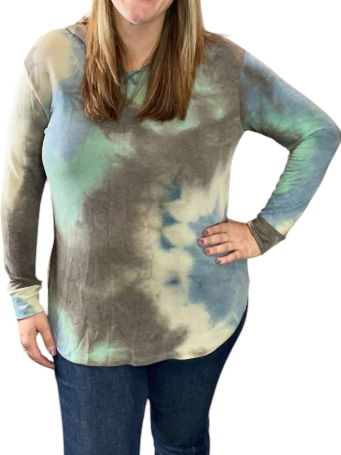 

Осенняя толстовка с капюшоном Tie Dye в бирюзовом цвете honeyme