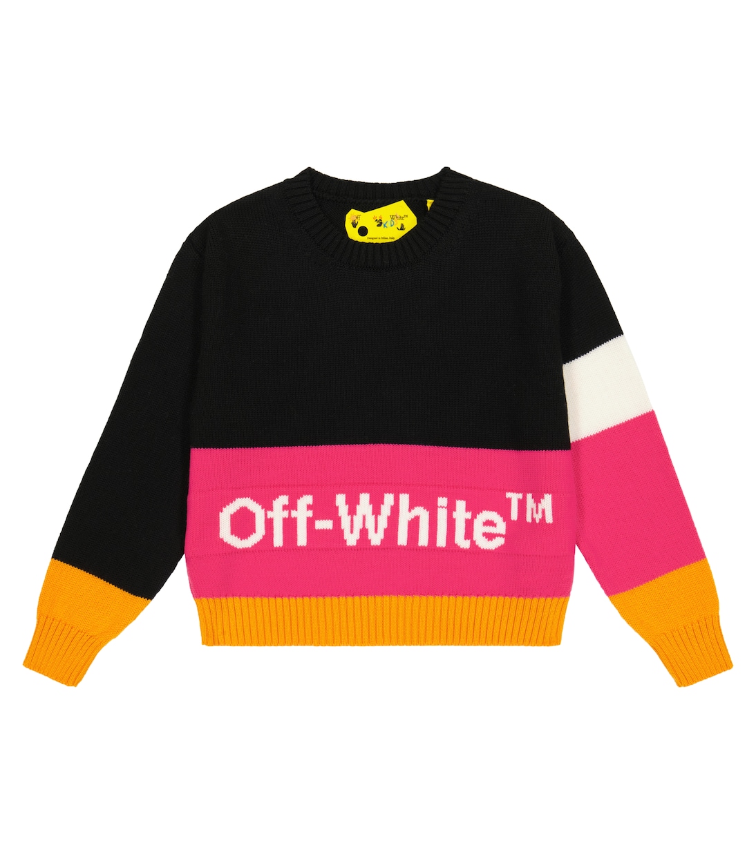 

Шерстяной свитер с цветными блоками и логотипом Off-White Kids, Black White