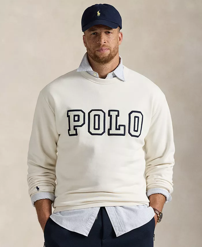 

Мужской флисовый худи с логотипом Big & Tall Polo Ralph Lauren, слоновая кость/кремовый