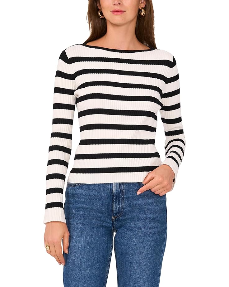

Свитер Vince Camuto Boatneck With Allover Stripe, цвет New Ivory