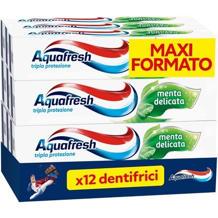 

Зубная паста Aquafresh с тройной защитой Крепкие зубы Здоровые десны Прочный лак для ногтей Свежее дыхание Нежный вкус мяты