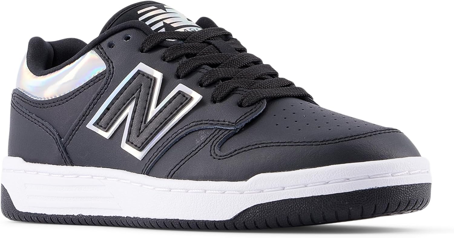 Детские кроссовки New Balance 480 V1 на шнуровке (унисекс), белый/черный — фото 3