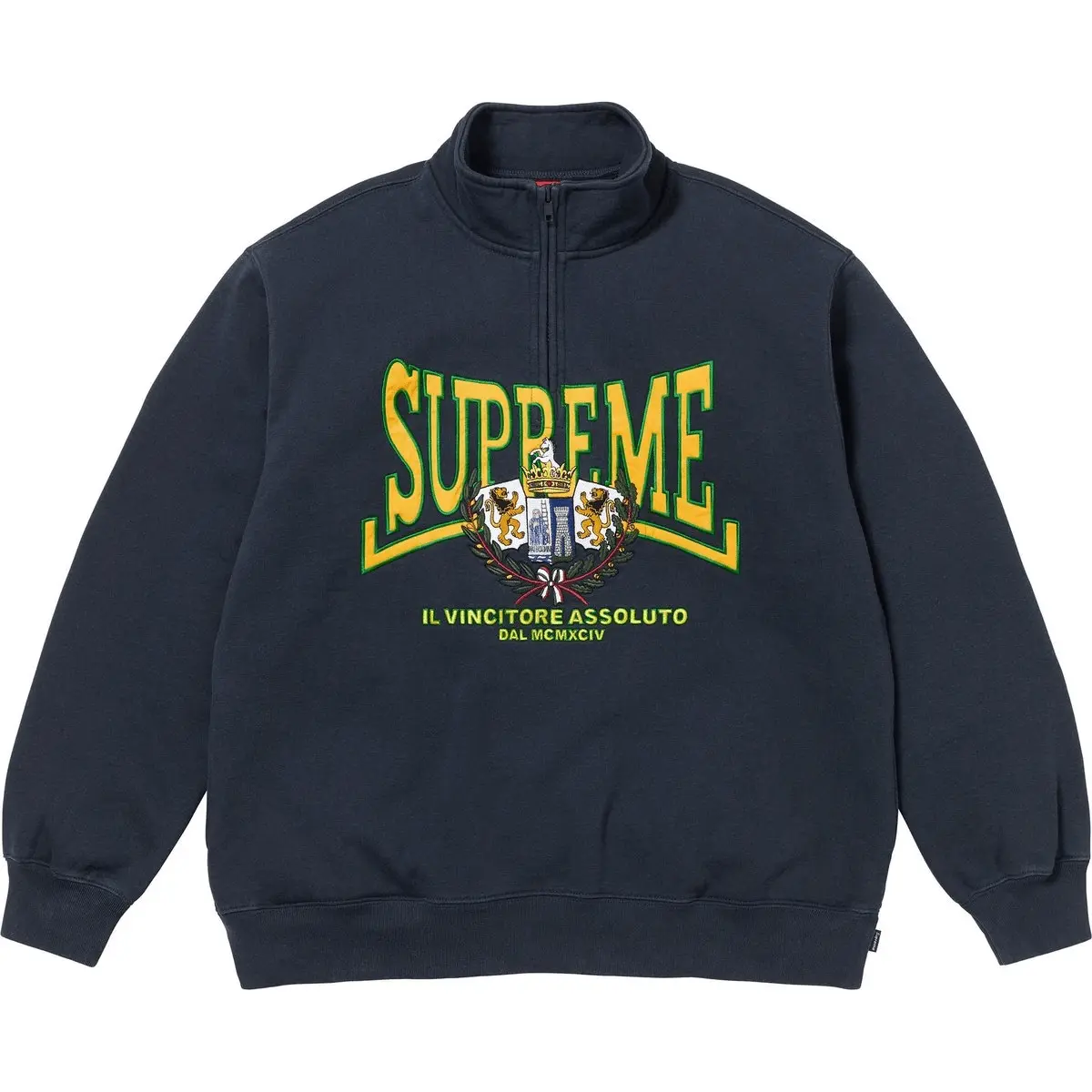Свитшот с аппликацией Crest полузастёжкой Supreme, серый — фото 3