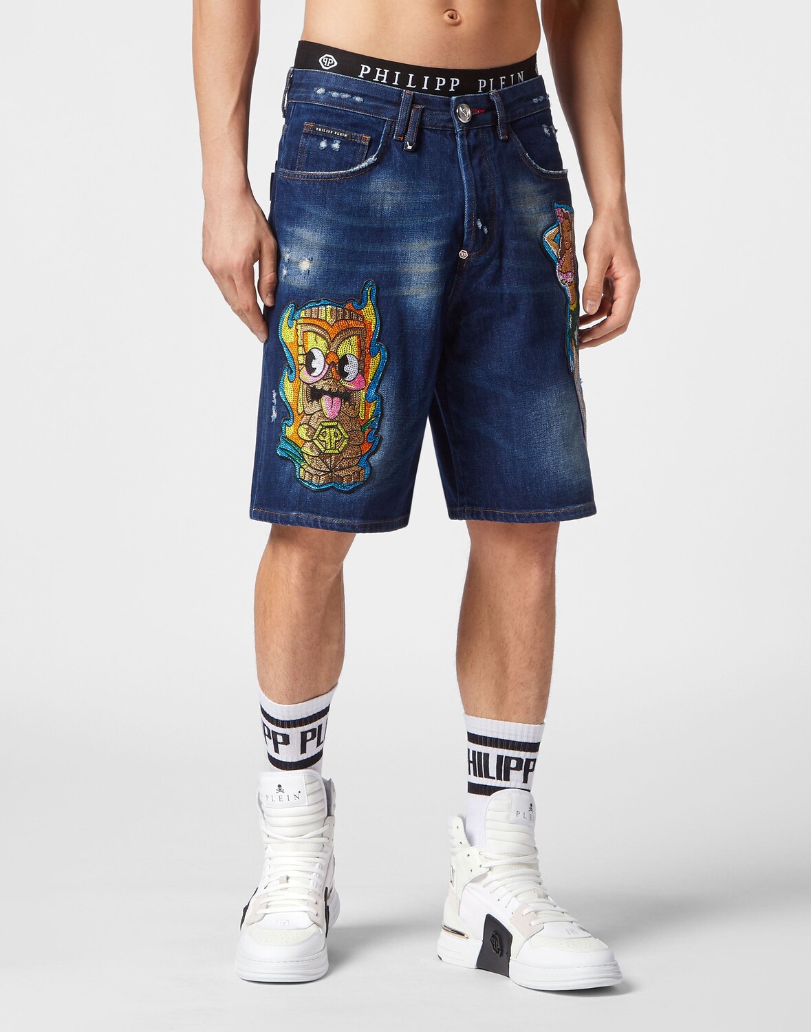 

Джинсовые шорты с 5 карманами Гавайи Philipp Plein, цвет Deep Ocean
