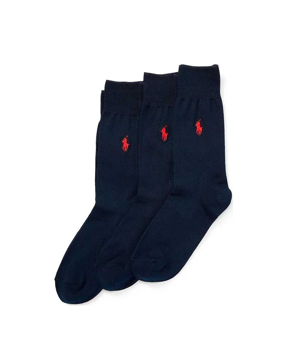 

Набор из 3 пар мужских носков с вышитой лошадью Polo Ralph Lauren, темно-синий