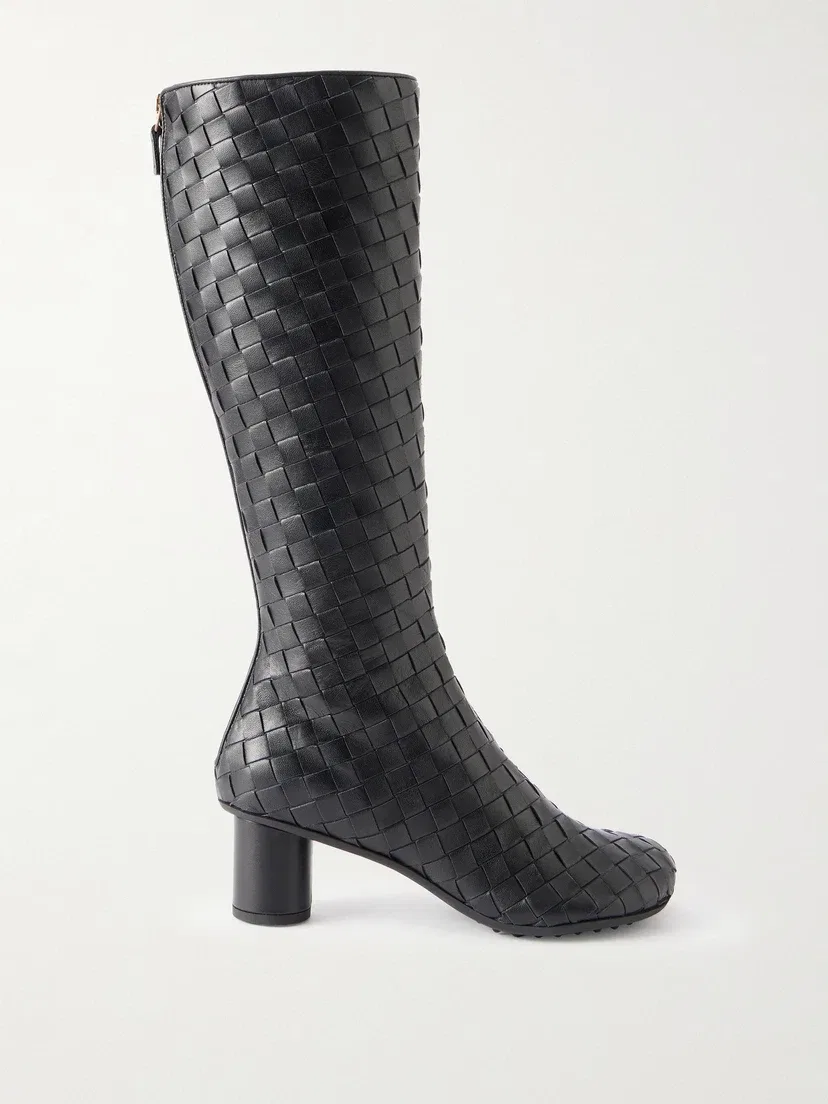 Кожаные сапоги до колена Atomic Intrecciato BOTTEGA VENETA, черный