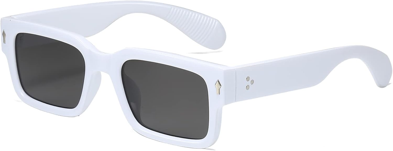 

Солнцезащитные очки EYLRIM в квадратной оправе для женщин и мужчин, модные массивные прямоугольные солнцезащитные очки черного цвета с защитой от УФ-излучения UV400, A7 White/Grey