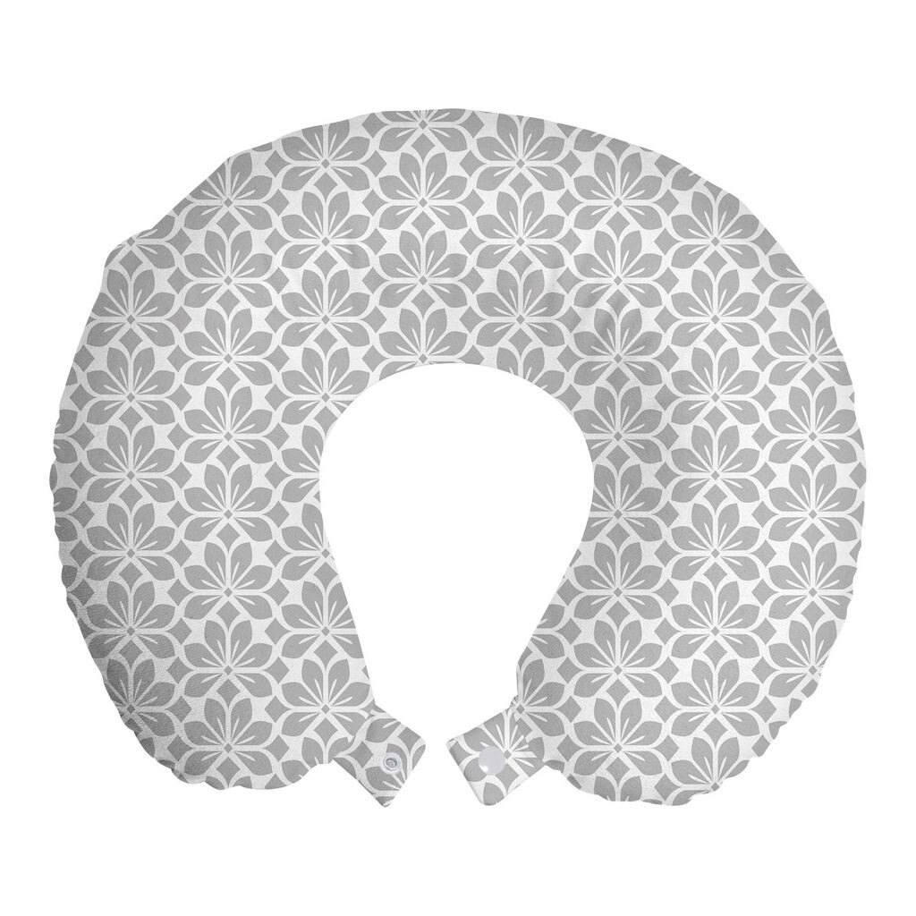 

ABAKUHAUS Abstract Travel Pillow Подушка для шеи, цветочные мотивы, пенопластовые дорожные принадлежности для самолета и автомобиля, 30x30 см, бледно-серо-коричневый