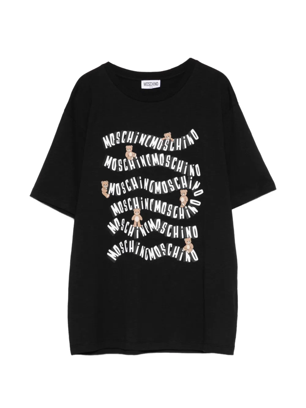 Футболка с логотипом в виде плюшевого мишки Moschino Kids, черный