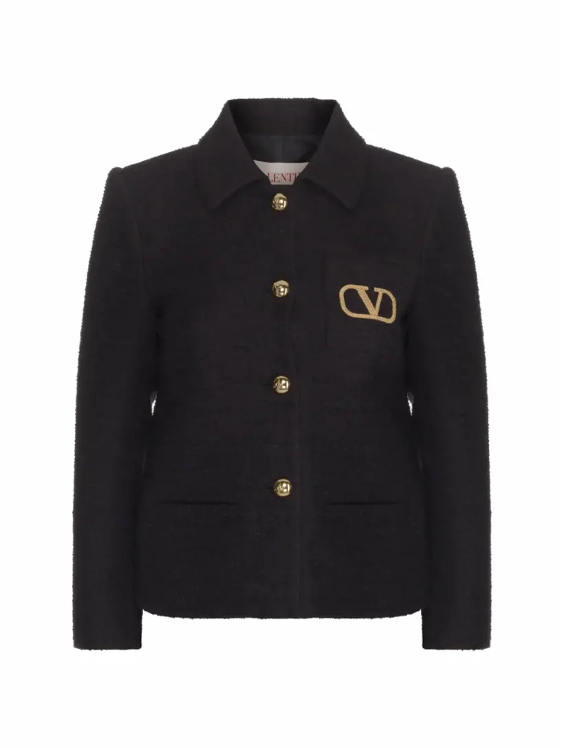 

Твидовый жакет V-logo Valentino Garavani, тёмно-синий