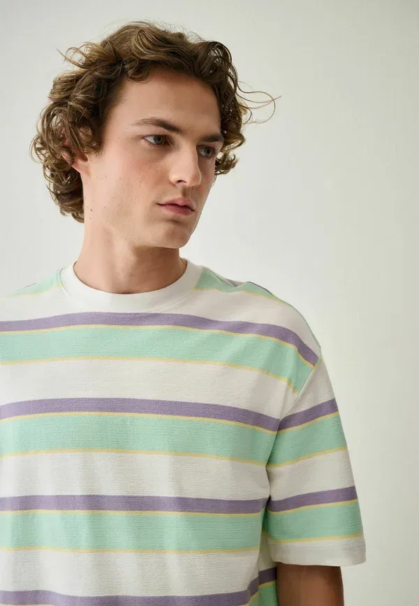 Футболка Next, Relaxed fit horizontal striped t-shirt, цвет мята — фото 4