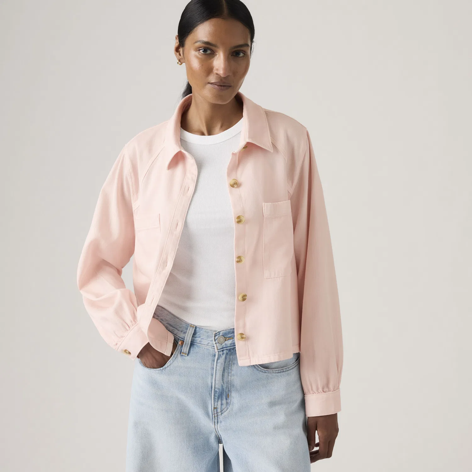 Миниатюрная рубашка с длинными рукавами в стиле милитари Levi's, Pink