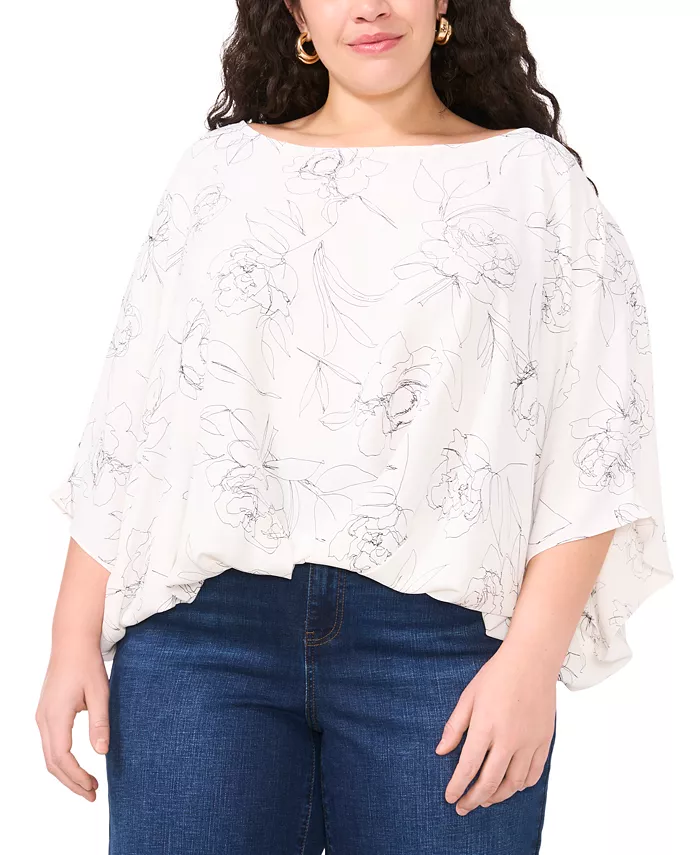 

Топ с принтом и рукавом реглан 3/4, Plus Size Vince Camuto, слоновая кость/кремовый