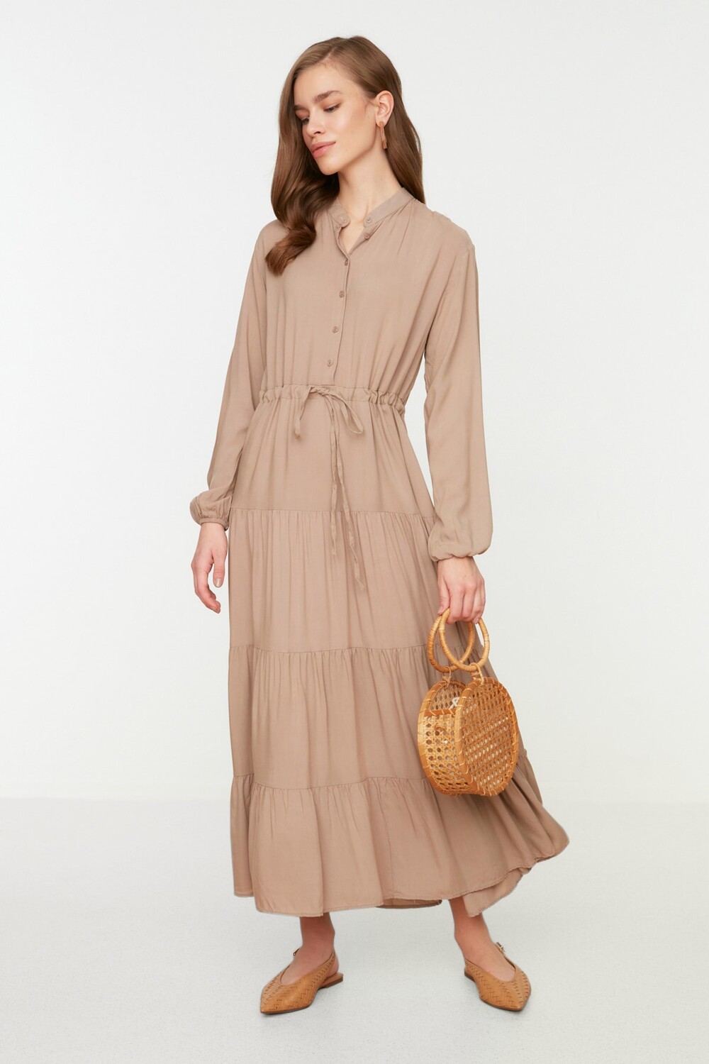 

Платье - Коричневое - Скейтер Trendyol Modest, коричневый