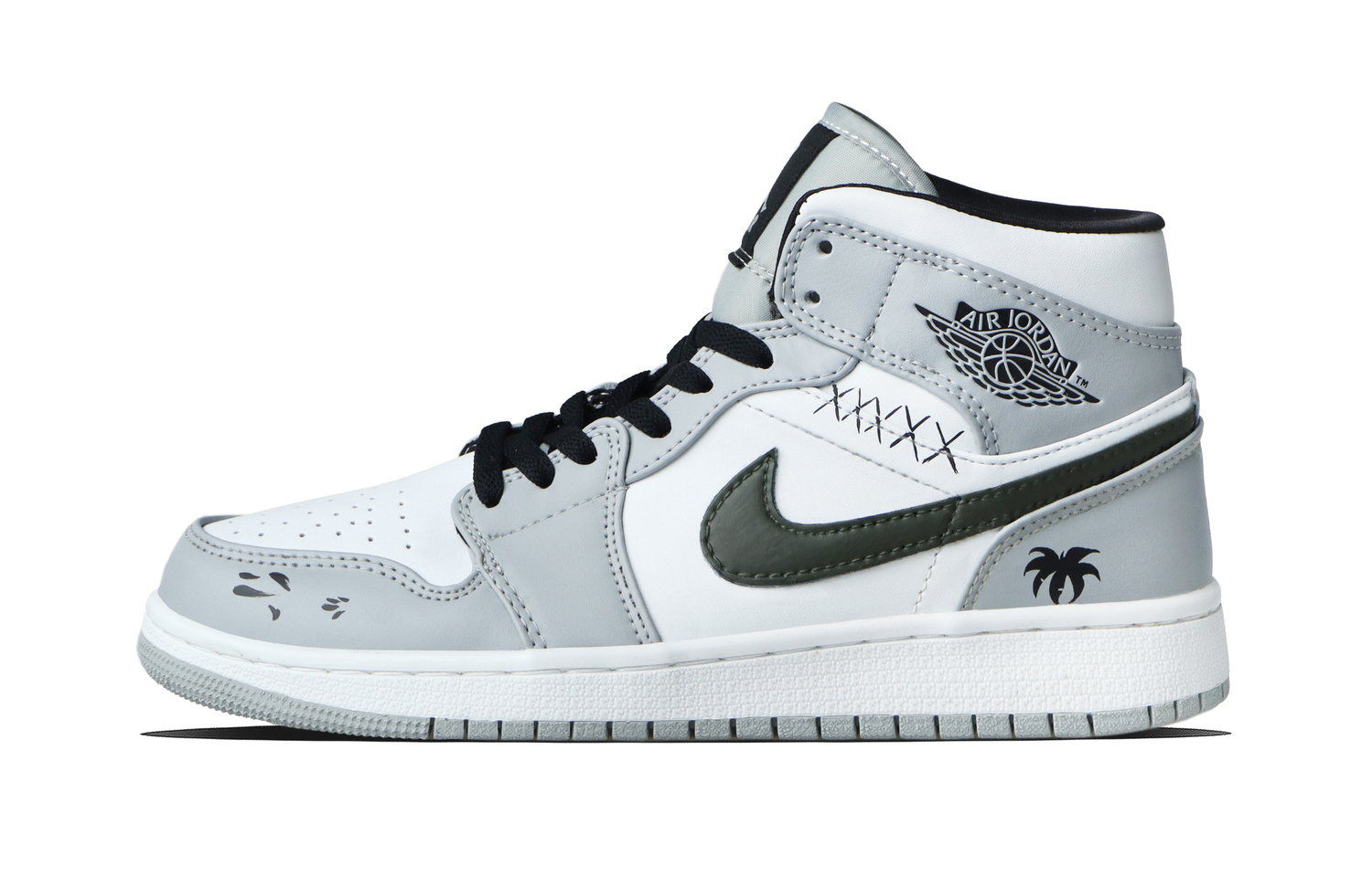 

Jordan Кроссовки Air 1 Coconut Brown из синтетической кожи, износостойкие, средней высоты, винтажные, баскетбольные, унисекс, серый