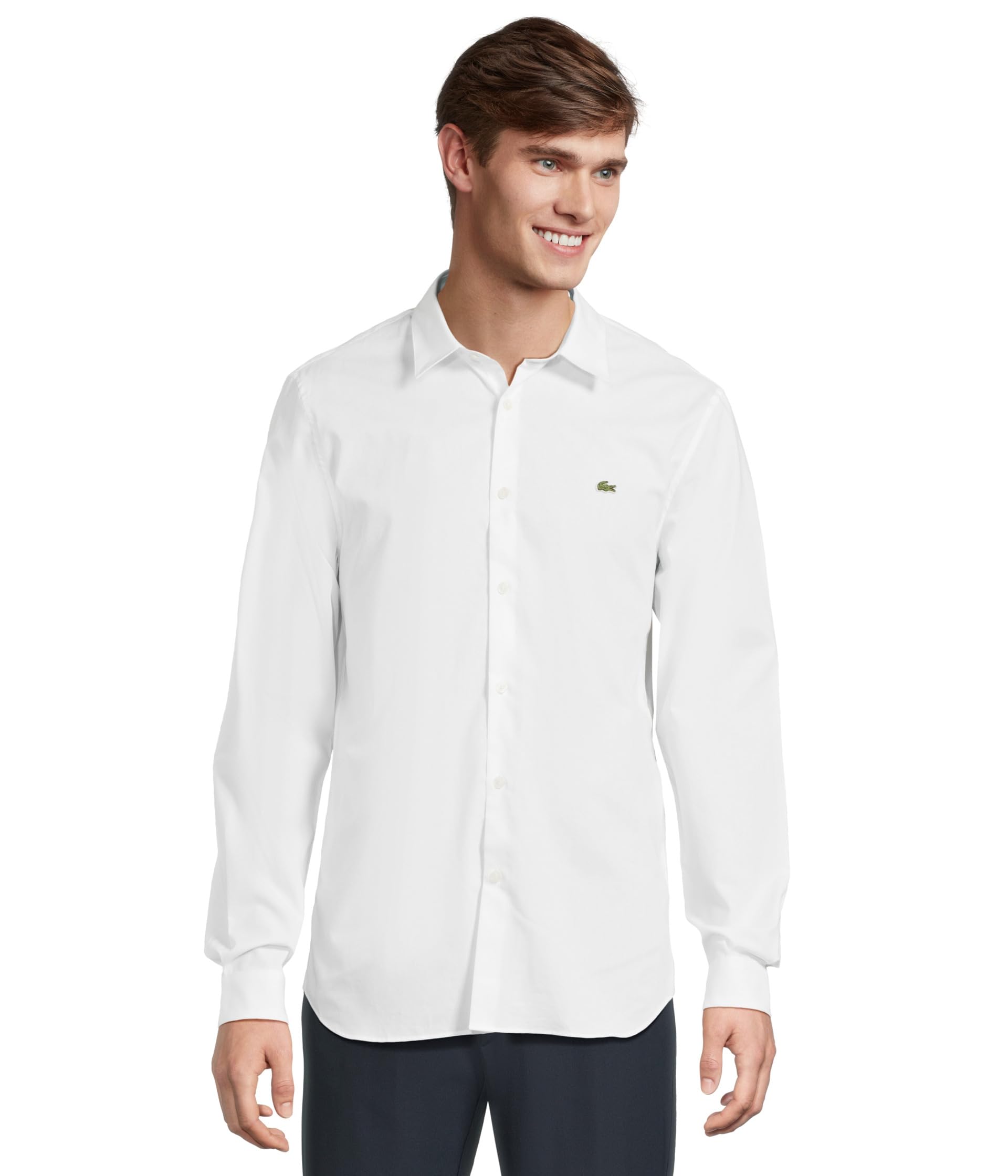

Рубашка Lacoste Slim Fit Stretch Cotton Poplin Shirt, белый