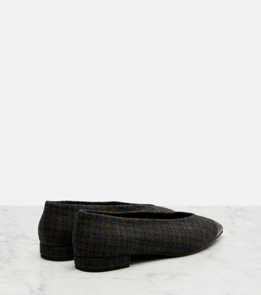 Балетки Rebecca из твида с кожаной отделкой Loro Piana, Blue Brown Check — фото 2