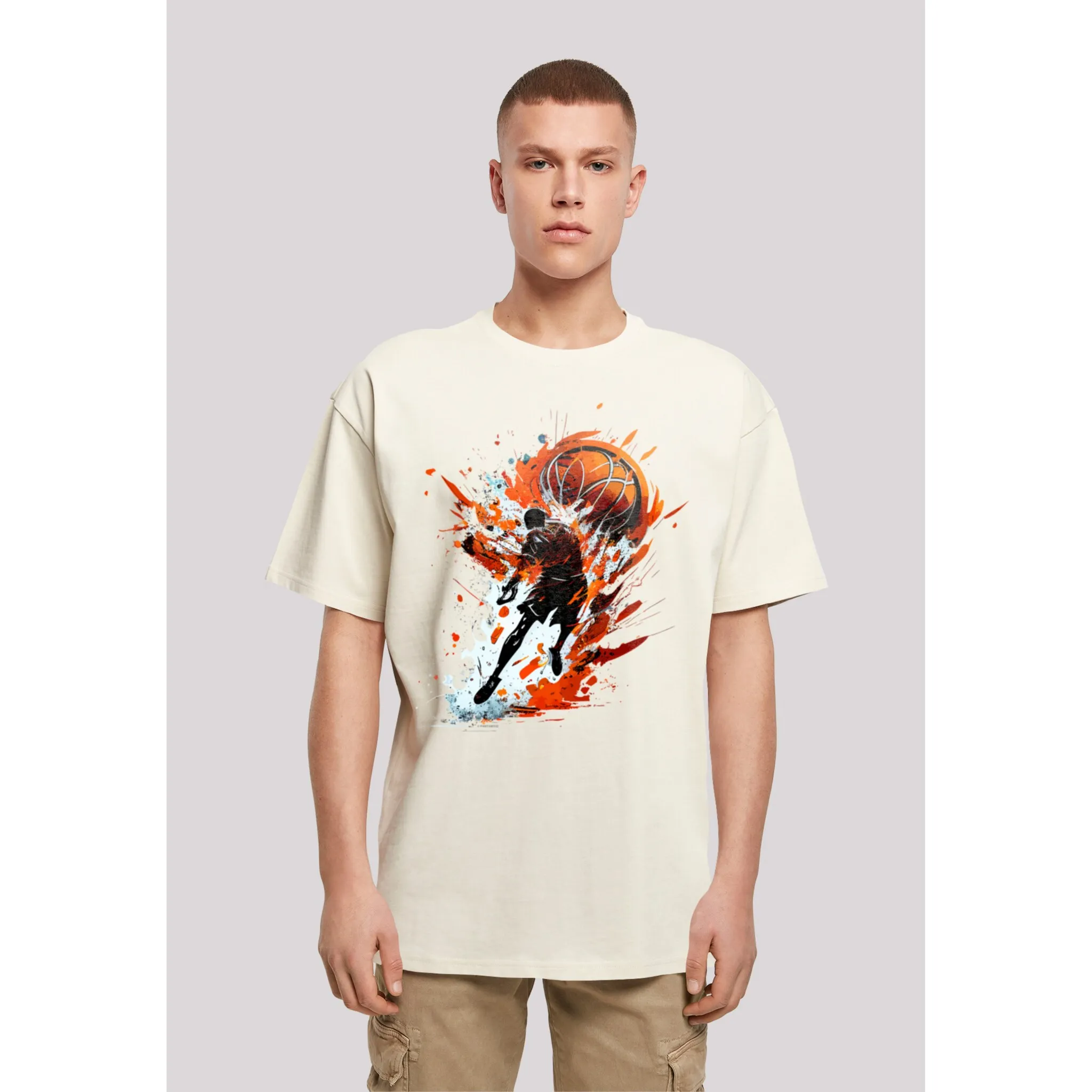 

F4NT4STIC Футболка "Basketball Splash Sport OVERSIZE TEE", принт, цвет Sand