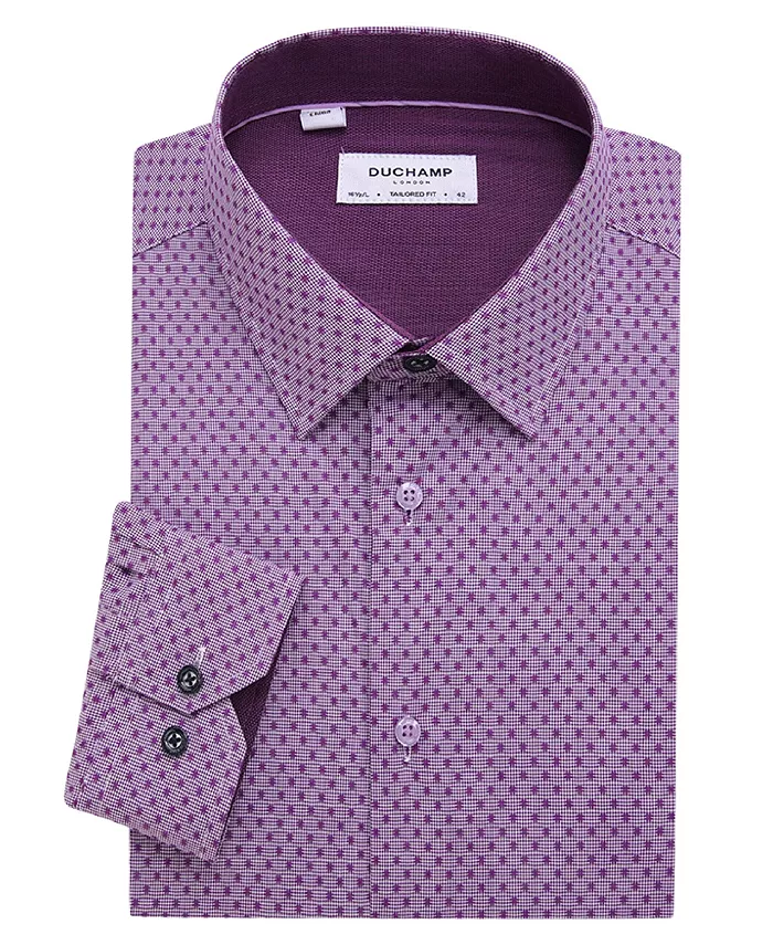 

Мужская нарядная рубашка в клетку Gingham Duchamp London, фиолетовый