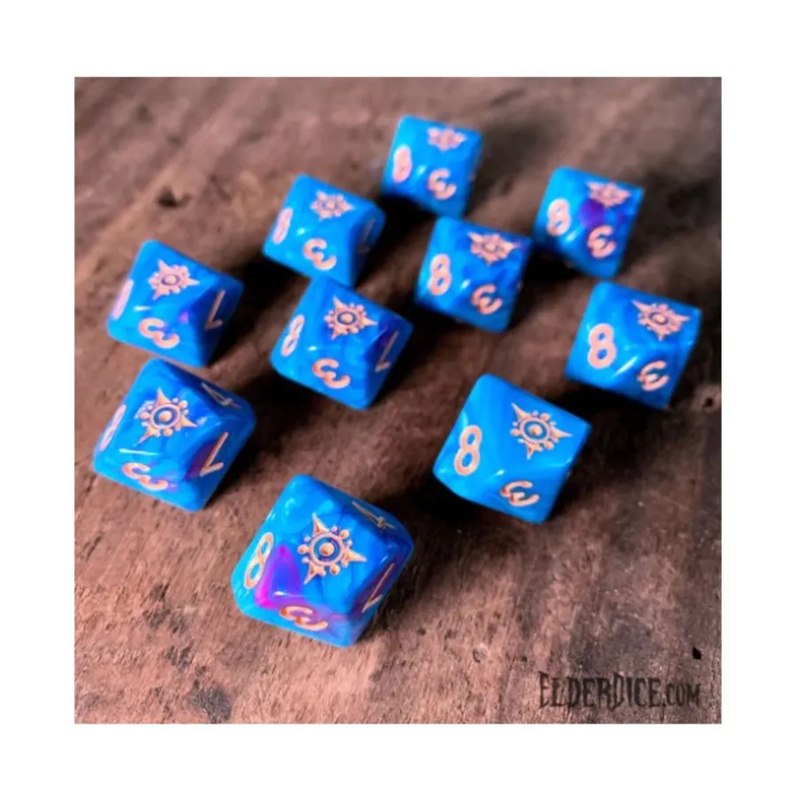 

Трубка d10 — Символ Страны грез, Синий лед с золотом (10), Elder Dice
