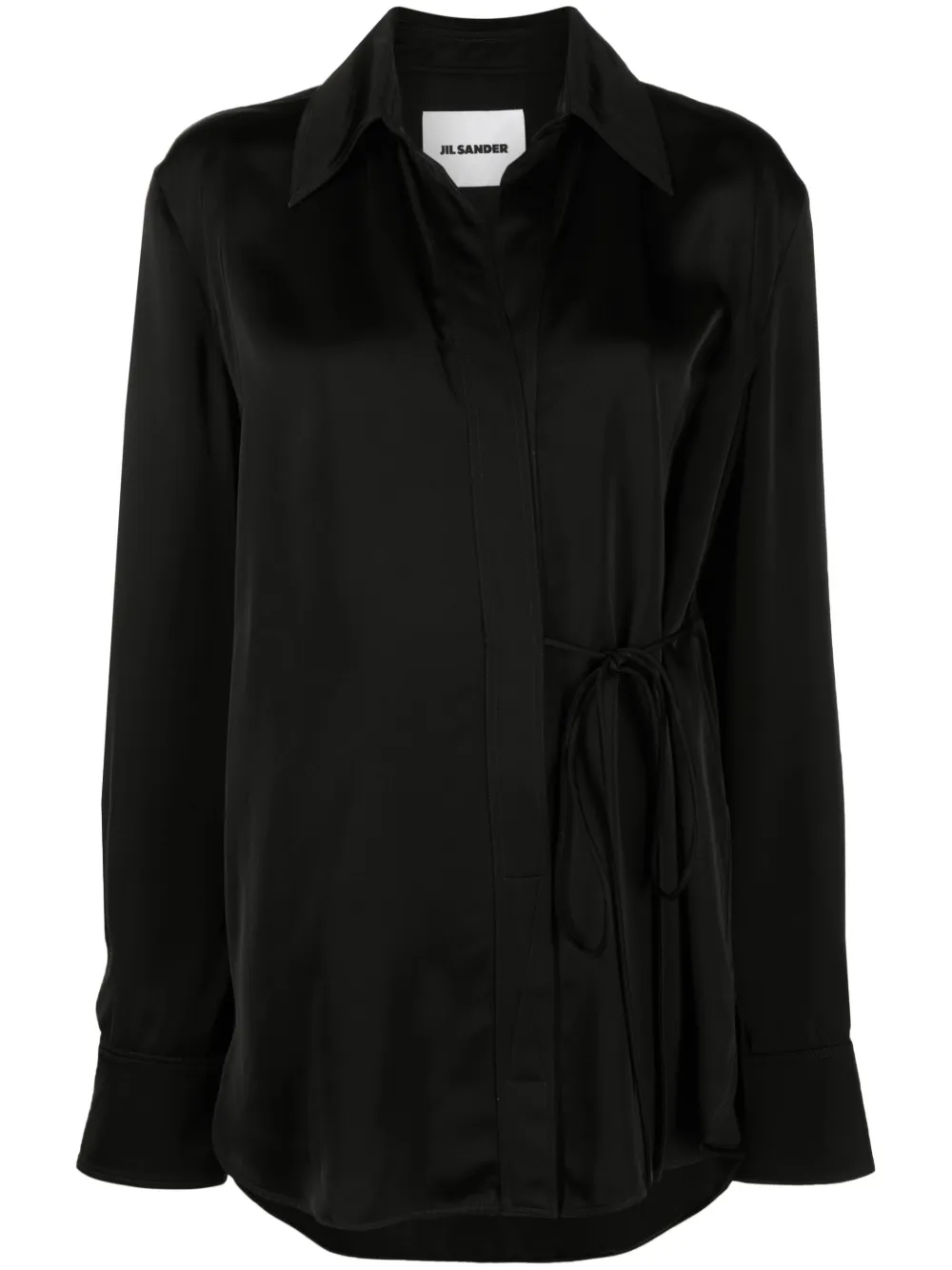 

Рубашка с запахом и завязками JIL SANDER, черный