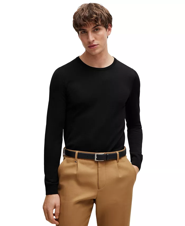 

BOSS by Мужской Тонкий Свитер из Мериносовой Шерсти Hugo Boss, черный