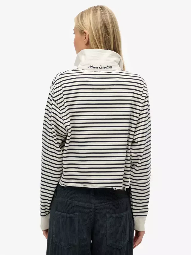 Спортивная укороченная полосатая футболка для регби Athletic Essentials Superdry, Ecru — фото 2