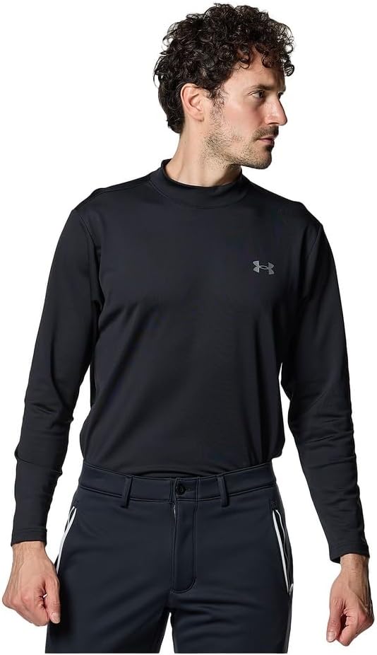 

Мужская рубашка-поло Under Armour, трикотаж UA, с длинным рукавом, воротником-стойкой, черный
