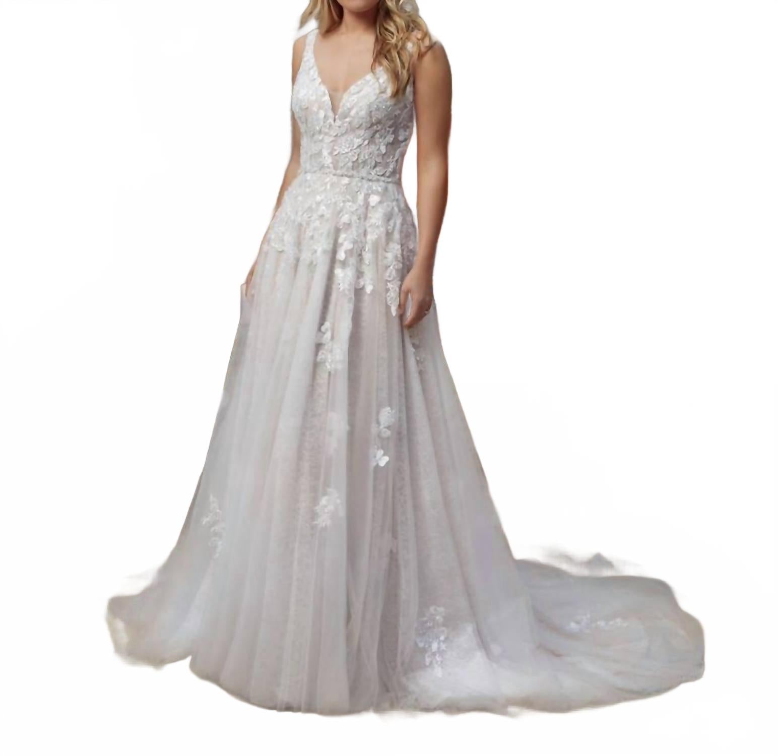 

Свадебное платье Люси цвета слоновой кости/телесного/серебряного Casablanca, Ivory/Nude/Silver