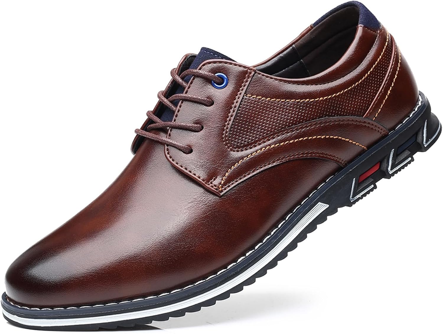 

Мужские повседневные туфли, классические кожаные деловые офисные туфли-дерби, удобные модные формальные оксфордские кроссовки Wdczya, коричневый