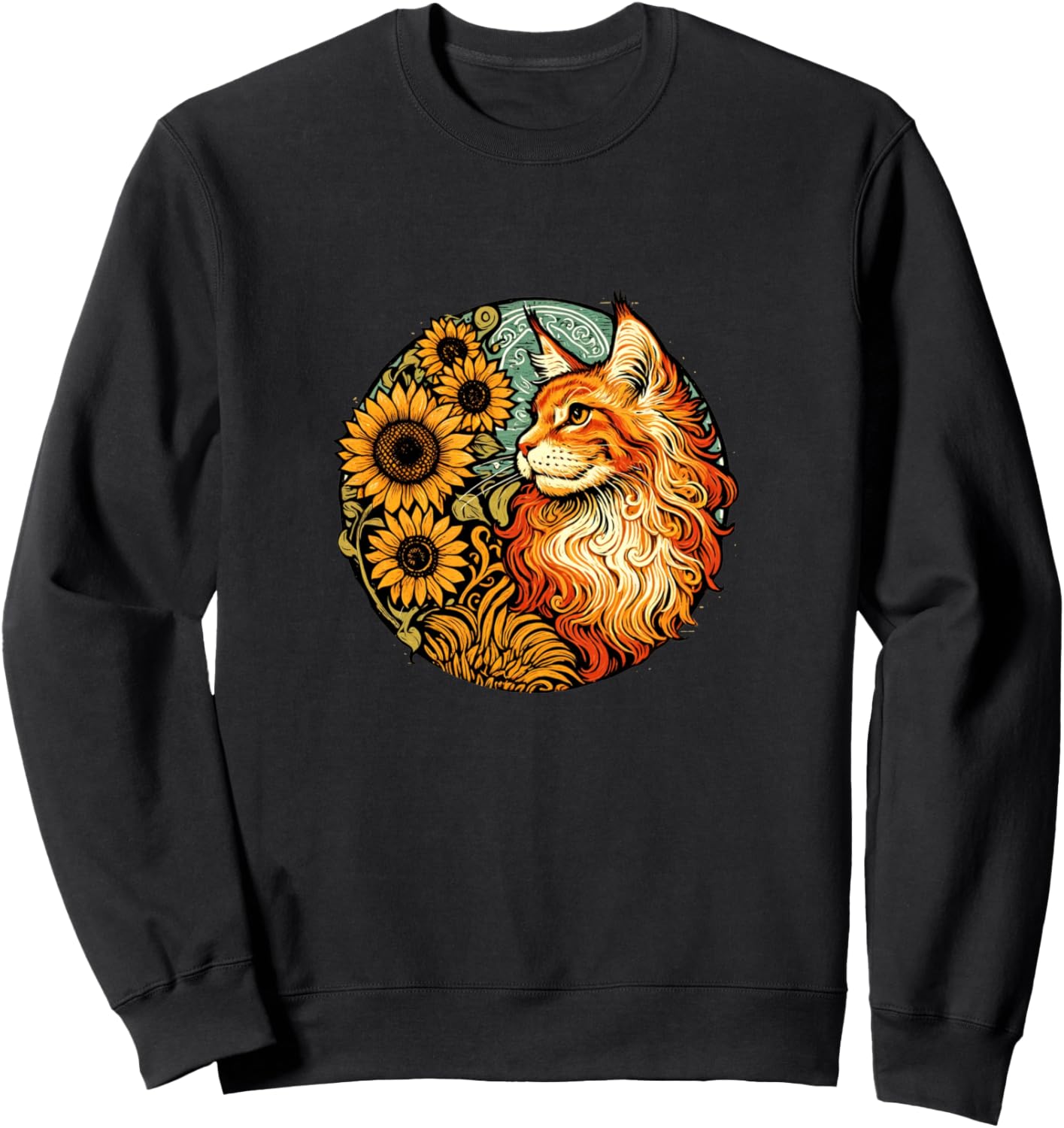 

Толстовка с изображением оранжевого мейн-куна и подсолнухами Cat Snugg, Оранжевый, Толстовка с изображением оранжевого мейн-куна и подсолнухами Cat Snugg