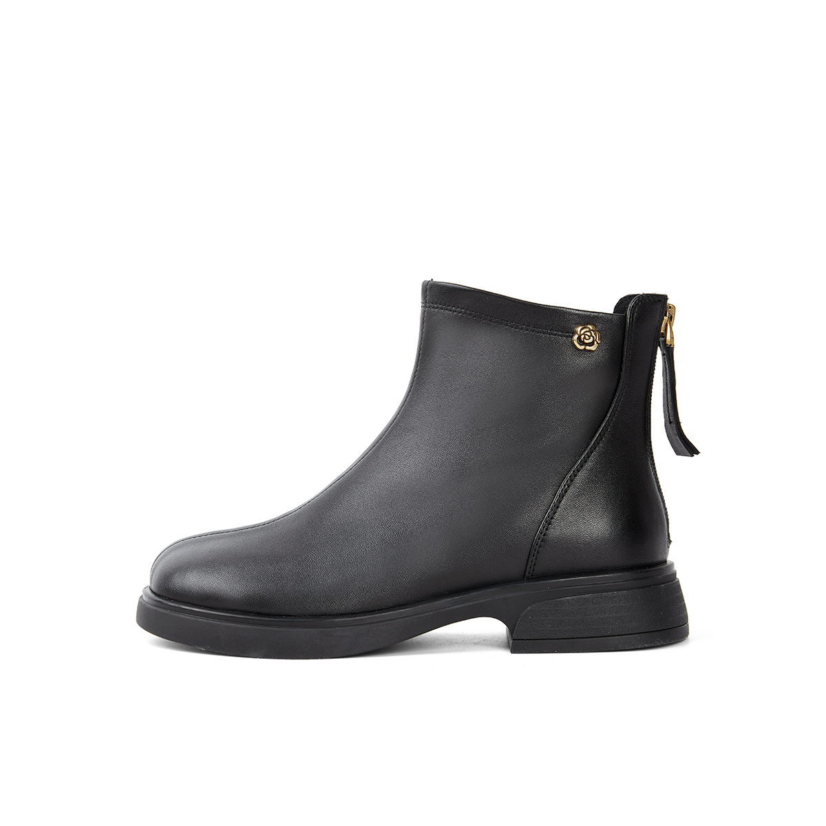 PT'SON Черные женские полусапожки с текстильной подкладкой, цвет Black, Fabric Lining