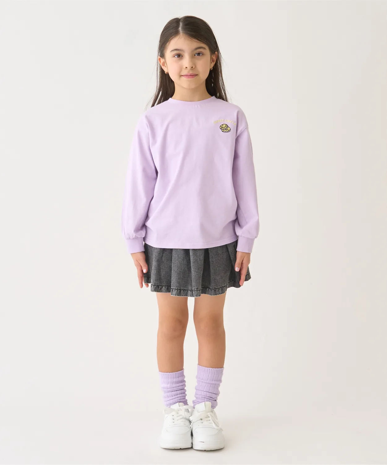 Детская хлопковая футболка с принтом пончиков minimal лавандовая — фото 4