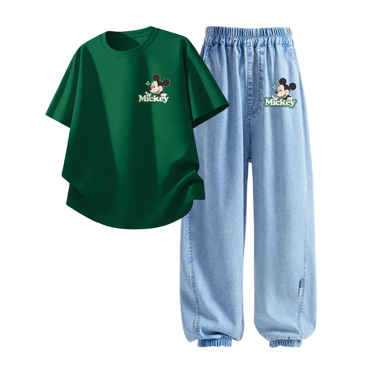 Детская спортивная повседневная куртка с асимметричным воротником Disney, Di Smile Face K Vintage Green+Di Smile Face K Denim Light Blue