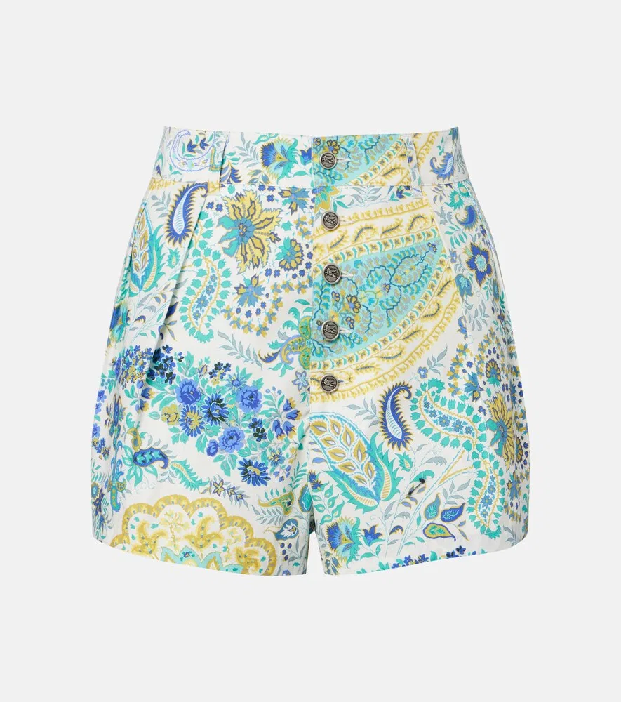 Хлопковые шорты с узором «пейсли» Etro, мультиколор