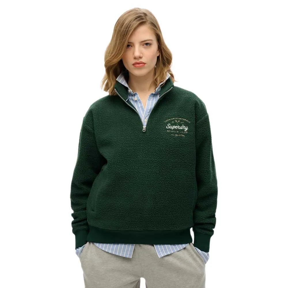 

Толстовка Superdry Country Club Fleece half zip, зеленый
