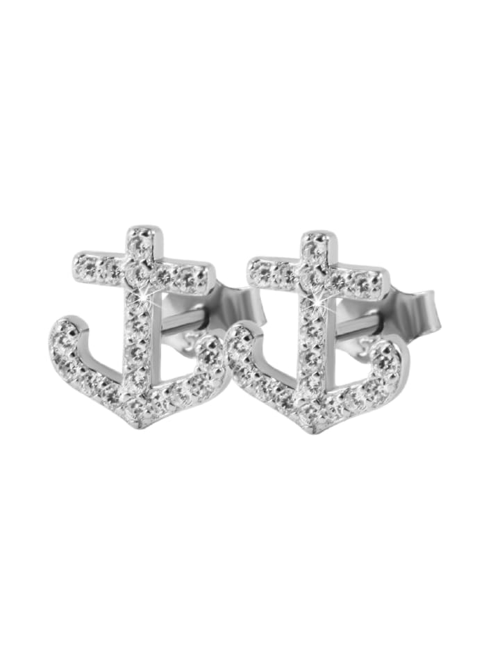 

Adeliás Детские серьги-гвоздики в виде якоря из серебра 925 пробы с кубическим цирконием в серебряной оправе