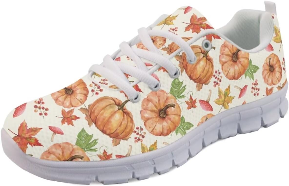 

Женские слипоны кроссовки для ходьбы, тенниса и бега, весенне-летние кроссовки с цветочным принтом, легкие для спортзала, путешествий и работы Getelinseng, Fall Pumpkins
