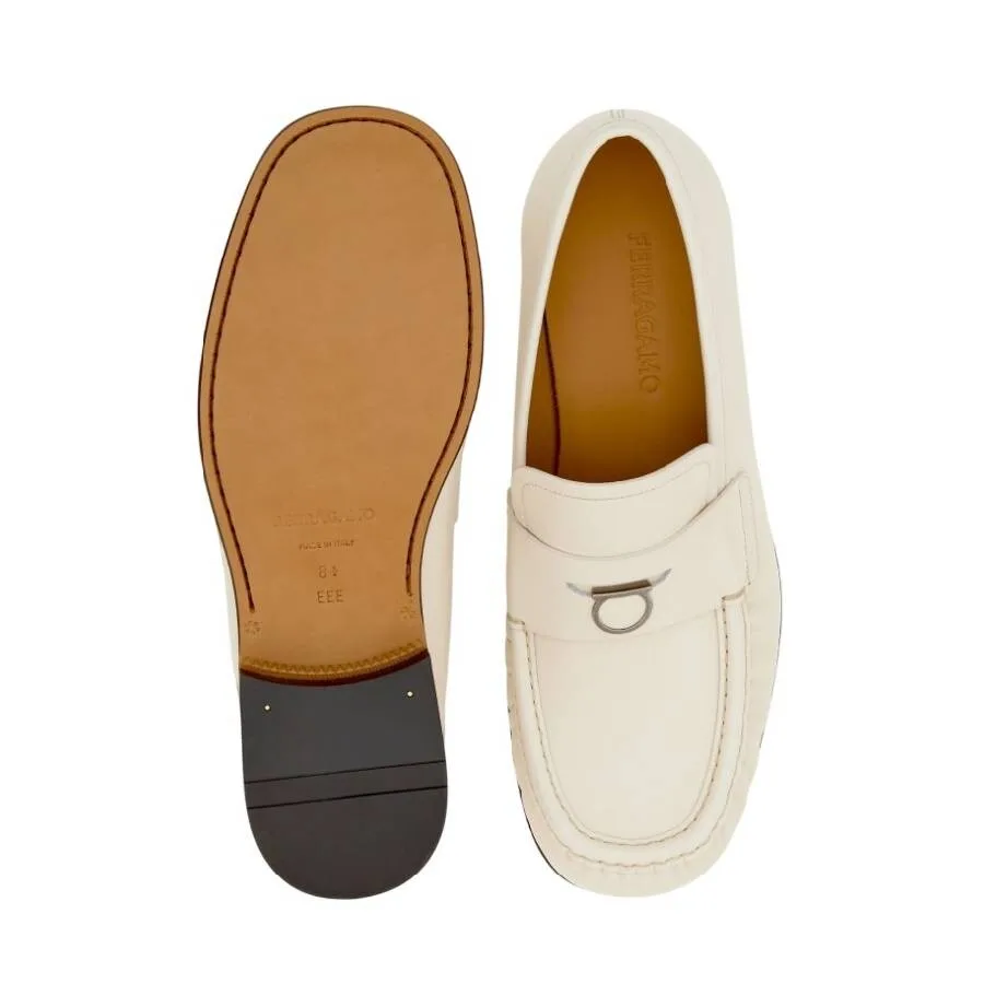 Кожаные лоферы Ferragamo Slip-On, белый — фото 3