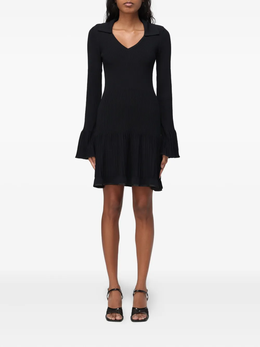 

Мини-платье с расклешенным кроем и V-образным вырезом Liu Jo, черный