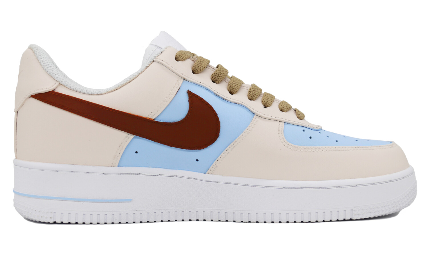 

Кроссовки Nike Air Force 1 Skateboarding Shoes Women's Low-top Beige/blue/brown, цвет Off White