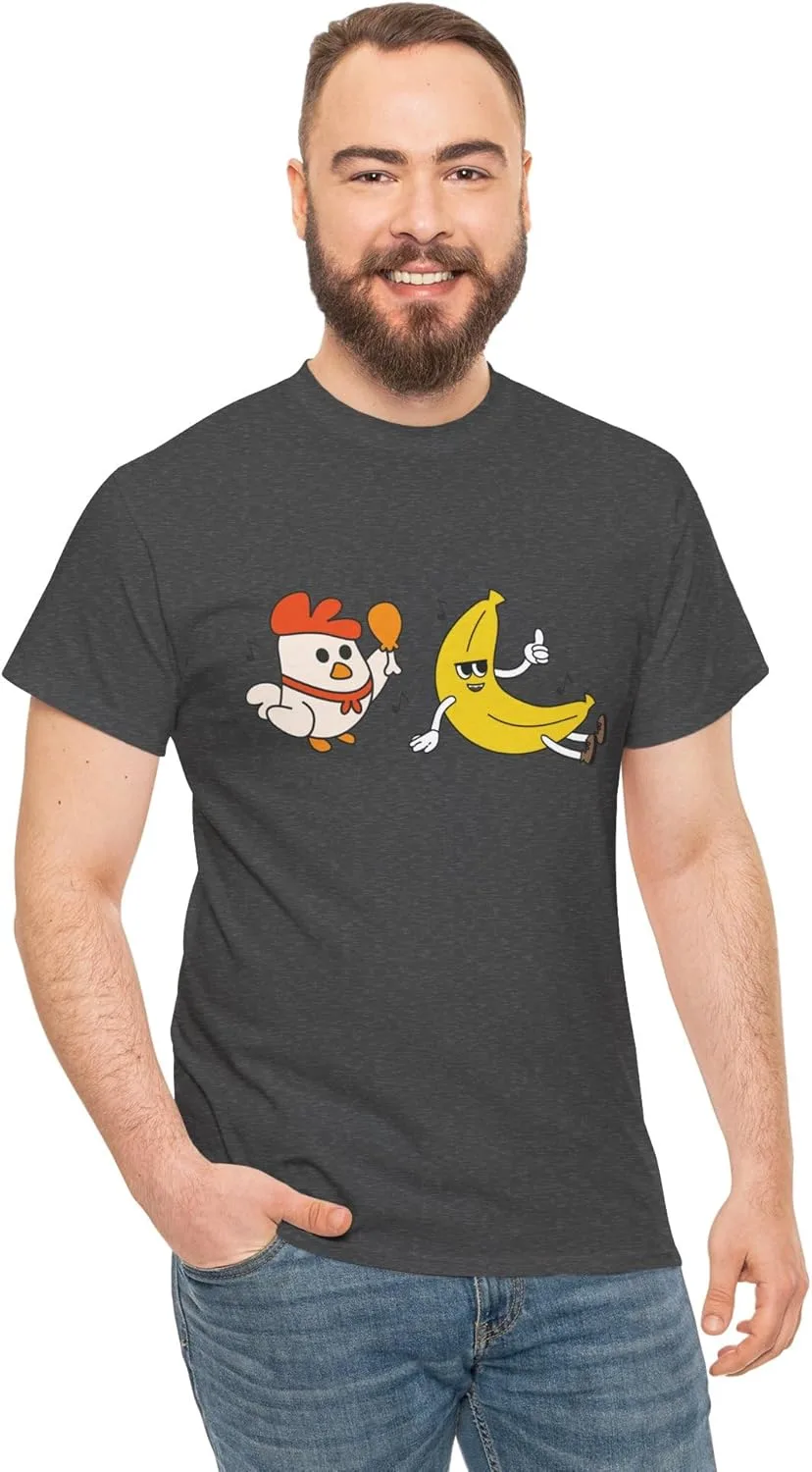 Футболка с принтом "Chicken Banana Funny Animal", стильная повседневная рубашка, унисекс из плотного хлопка, подарок для детей, футболка для дня рождения GENERIC, Dark Heather — фото 3