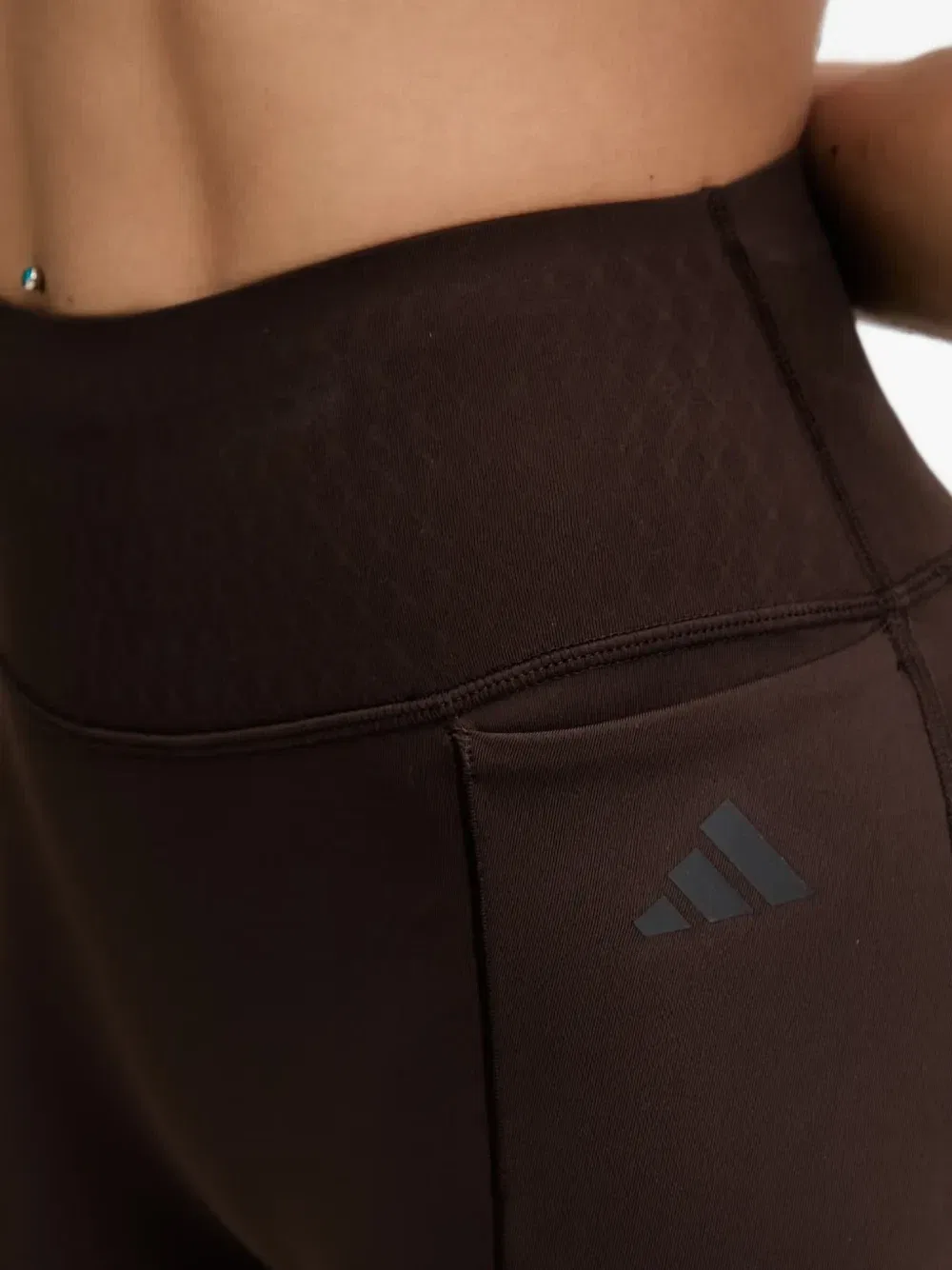 Шорты Optimé с высокой посадкой и принтом логотипа Adidas, коричневый — фото 4