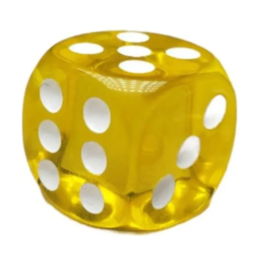 

d6 18 мм полупрозрачный желтый с белым (12), Game Dice - Translucent (Role 4 Initiative)