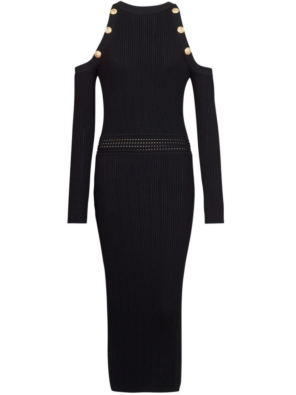 

Balmain платье миди с открытыми плечами, черный