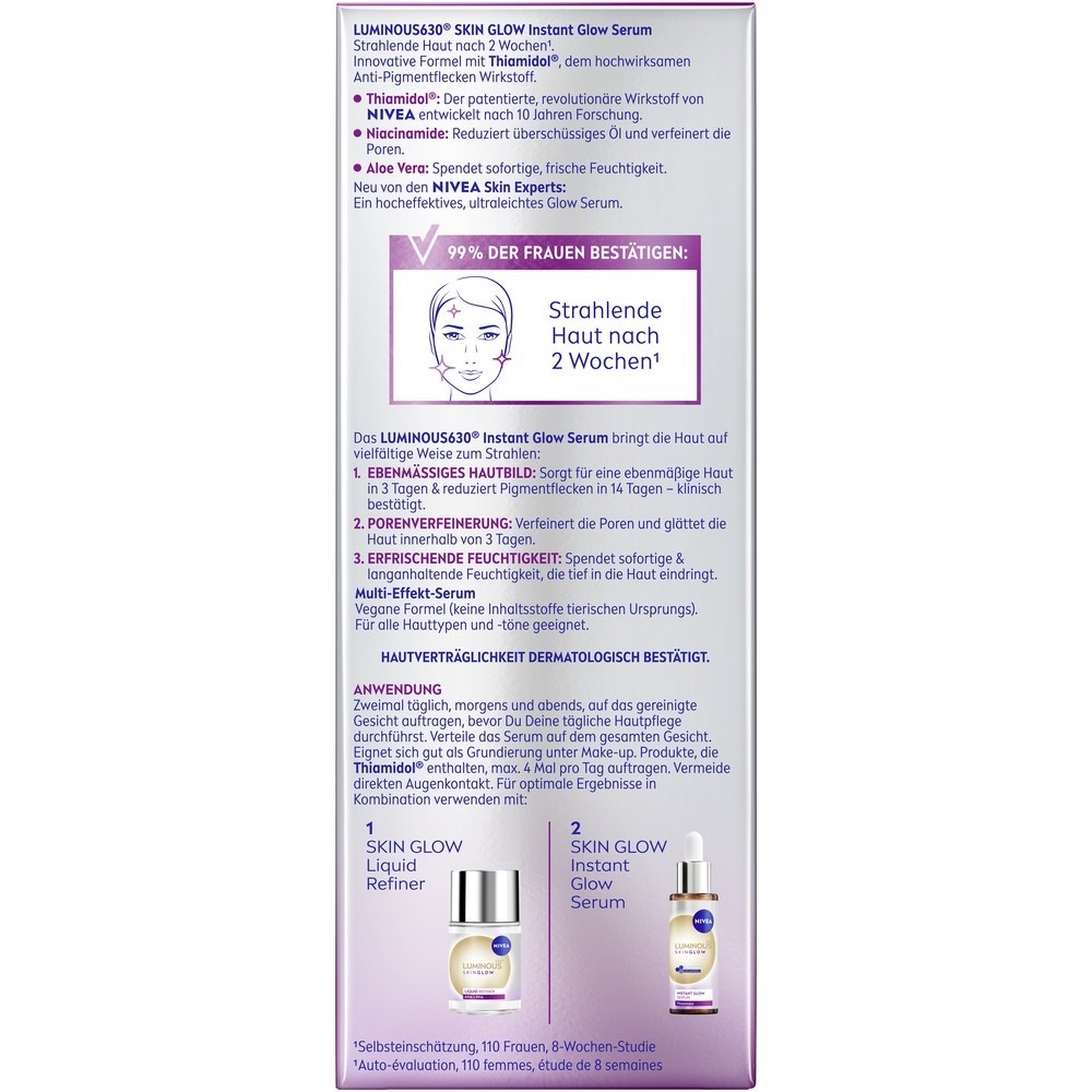 Сыворотка Nivea — Для лица luminous 630 skin glow instant glow , объем, 30 мл — фото 2